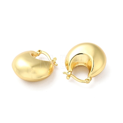 Brass Flat Round Thick Hoop Earrings for Women EJEW-Q024-05G-1