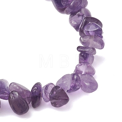 Natural Amethyst Chip Beaded Stretch Bracelets for Women Men BJEW-JB10652-04-1