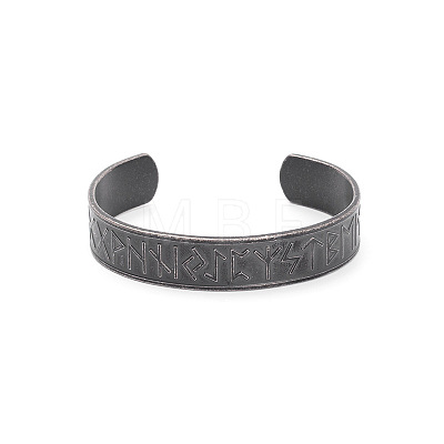 Viking Rune Engraved Pattern 304 Stainless Steel Cuff Bangles for Men WG7ABAB-01-1