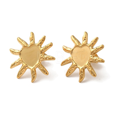 Ion Plating(IP) 304 Stainless Steel Sun Stud Earrings EJEW-C114-28G-1