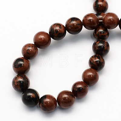 Natural Mahogany Obsidian Round Beads Strands G-S163-8mm-1