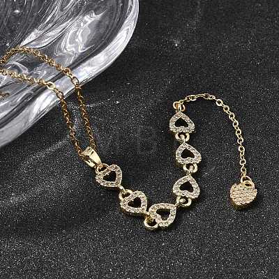 Brass Micro Pave Clear Cubic Zirconia Geometric Pendant Y Tassel Necklaces NJEW-P350-01D-G-1