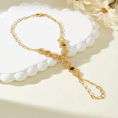 Brass Flower Hexagon Mittens Bracelets for Women XB1526-1