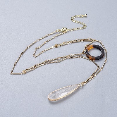 Natural Quartz Crystal Pendants Necklaces and Dangle Earrings Jewelry Sets SJEW-JS01025-1