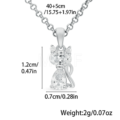 Cubic Zirconia Cat Pendant Necklaces HM3500-1