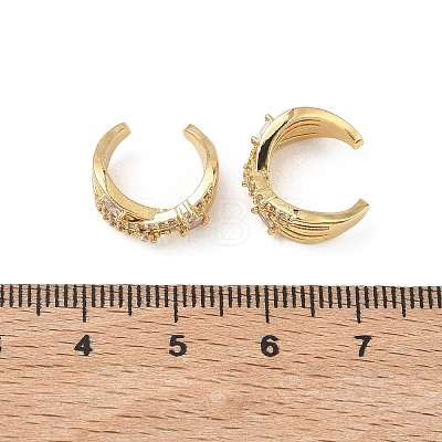 C-Shaped Brass Micro Pave Clear Cubic Zirconia Cuff Earrings EJEW-L316-01G-14-1