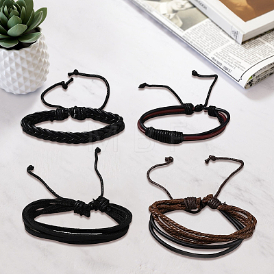 1Bag Mixed Styles Adjustable PU Leather Cord Braided Bracelets for Unisex BJEW-CL0001-47A-1