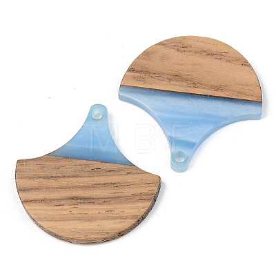Opaque Resin & Walnut Wood Pendants RESI-S389-046B-C01-1