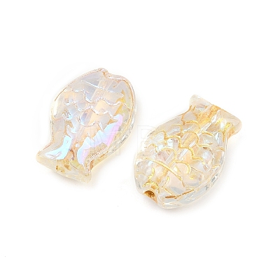 Electroplate and Golden Metal Enlaced Glass Beads EGLA-T029-01M-1