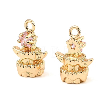 Brass Micro Pave Cubic Zirconia Charms KK-C155-17G-02-1