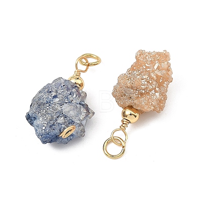 Electroplated Natural Druzy Agate Pendants PALLOY-JF05985-1