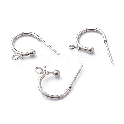 304 Stainless Steel Half Hoop Earrings X-STAS-Z028-B02-P-1