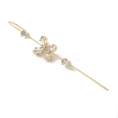 Brass Crystal Rhinestone Ear Wrap Crawler Hook Earrings for Women EJEW-C097-02G-01-1