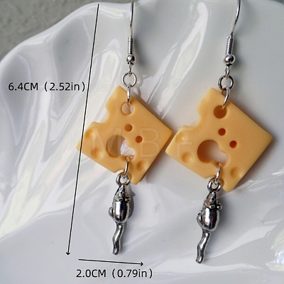 Cheese Alloy & Resin Dangle Earrings FS-WG078A6-01-1