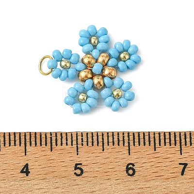Beaded Flower Charms PALLOY-MZ01347-01-1
