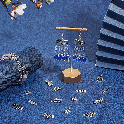 135Pcs 9 Styles Tibetan Style Alloy Chandelier Component Links FIND-PH0038-51-1