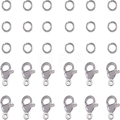 304 Stainless Steel Lobster Claw Clasps and Jump Rings DIY-PH0001-41-1