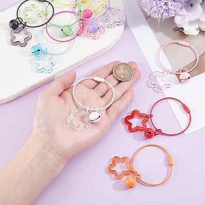 10Pcs 10 Colors Star & Bell Acrylic & Alloy Pendant Decorations HJEW-BBC0001-40A-1