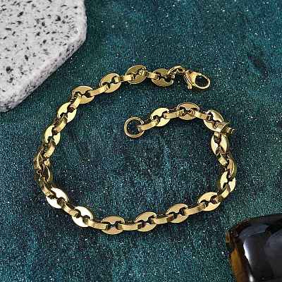 304 Stainless Steel Coffee Bean Chain Bracelets for Women Men BJEW-F488-01G-01-1