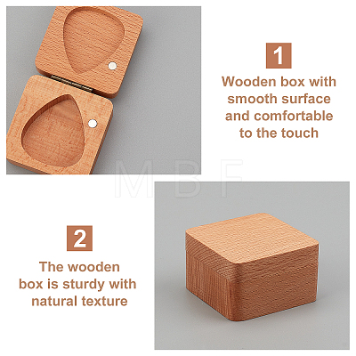 Beech Wood Guitar Pick Box Holder Collector CON-WH0074-55-1