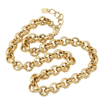 12MM Brass Textured Rolo Chain Necklaces NJEW-L013-08G-1
