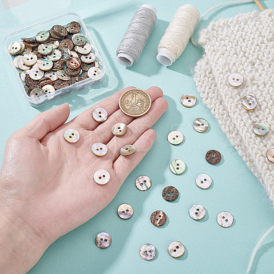 100Pcs Natural Paua Shell Buttons BUTT-GA0001-33-1