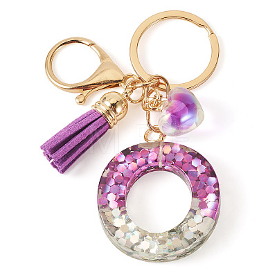 Alloy Resin Heart Keychains KEYC-TADJ0002-01G-O-1