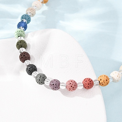 Chakra Natural Lava Rock Round Beaded Necklaces GG-CBA922D-05B-1