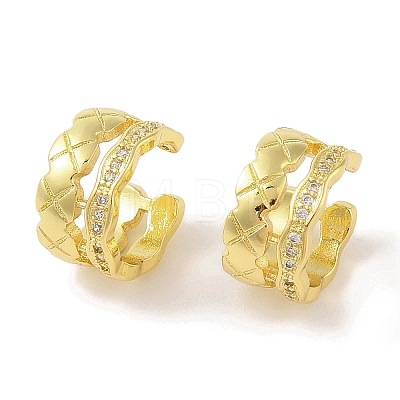 Brass Micro Pave Clear Cubic Zirconia Cuff Earrings for Women EJEW-I305-29G-1