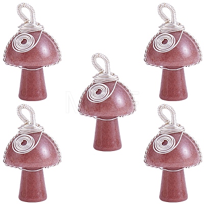 Natural Strawberry Quartz  Pendants PALLOY-SW0004-02-1