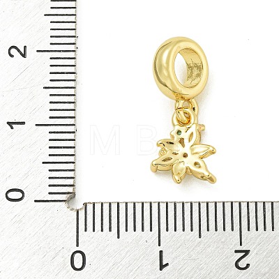 Rack Plating Brass Pave Colorful Cubic Zirconia Flower European Dangle Charms KK-Z067-34G-1