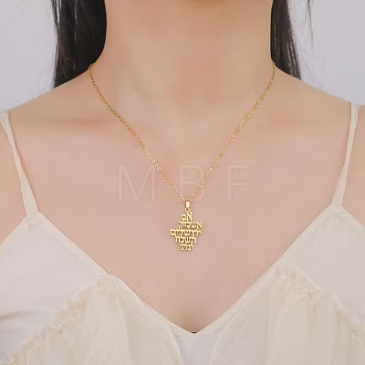 304 Stainless Steel Religion Letter Pendant Necklaces FS-WGB6D0C-02-1