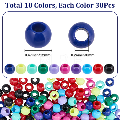 300Pcs 10 Colors Opaque Acrylic Beads SACR-SP0001-53A-1