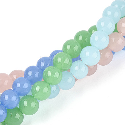 Imitation Jade Glass Beads Strands GLAA-N058-4mm-C01-1