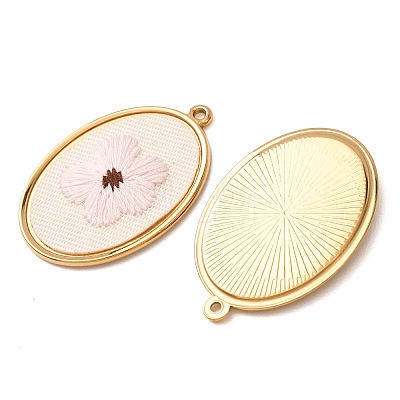304 Stainless Steel & Cloth Embroidered Pendants FB-CBAFBAF-06G-1