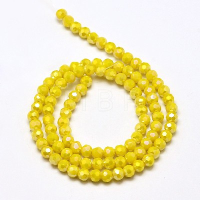 Faceted Round Full Rainbow Plated Electroplate Glass Beads Strands EGLA-J130-FR05-1
