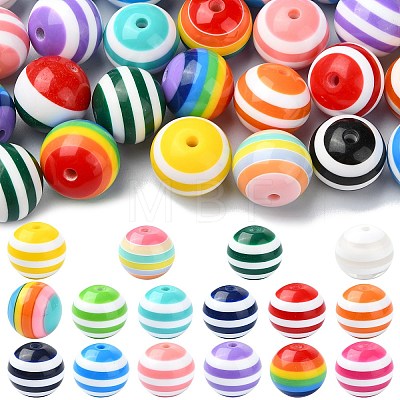 Opaque Striped Resin Beads RESI-CJC0021-16-1
