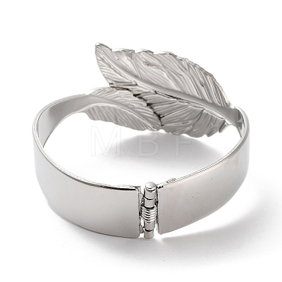 Leaf Alloy Cuff Bangles BJEW-C058-06P-1