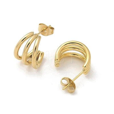 304 Stainless Steel Triple C-Shaped Stud Earrings for Women EJEW-C096-68G-01-1