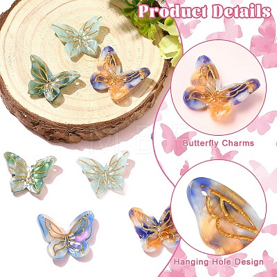 8Pcs 4 Styles Cellulose Acetate(Resin) Pendants MACR-YW0004-88-1