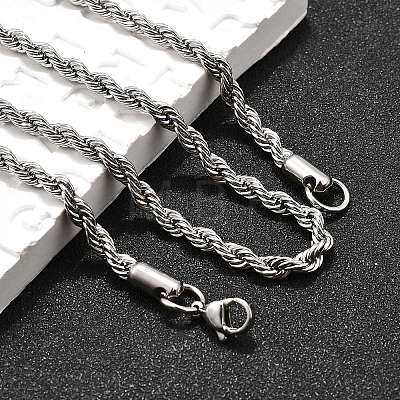 Non-Tarnish 304 Stainless Steel Rope Chain Necklaces X-NJEW-F226-03P-06-1
