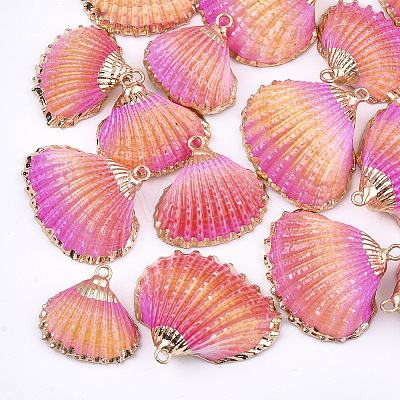 Spray Paint & Electroplate Sea Shell Pendants LS-SSHEL-S262-07D-1
