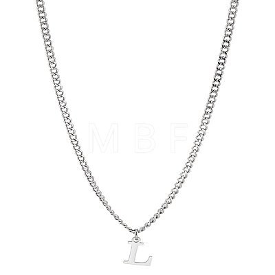 1Pc 304 Stainless Steel Letter Pendant Necklaces NJEW-LP0001-33L-P-1