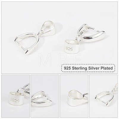 4Pcs Sterling Silver Ice Pick Pinch Bails for Pendant Making STER-PH0001-04-1