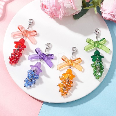 4Pcs Glass & Arcylic Pendant Decorations HJEW-TA00433-1