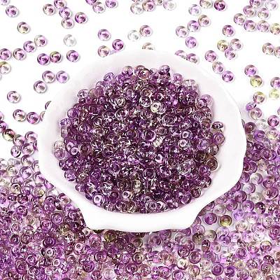 Spray Painted Transparent Glass Seed Beads SEED-T007-05G-1