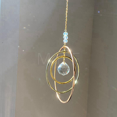 Glass Teardrop & Iron Ring Pendant Decorations PW-WG25982-02-1