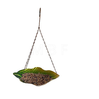 Banana Leaf Iron Bird Hanging Feeder Tray BIRD-PW0001-069A-1
