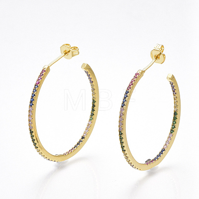 Brass Cubic Zirconia Stud Earrings EJEW-S201-110-1