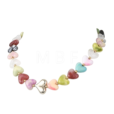 Acrylic Beads & CCB Plastic Beads Beaded Necklaces for Women AC-NJEW-JN06383-1